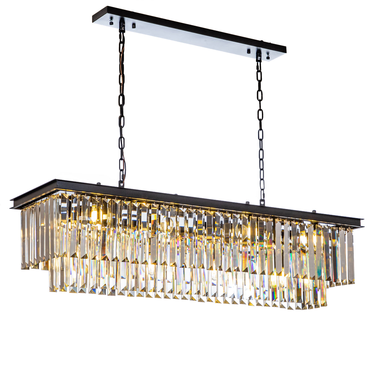 Contemporary Crystal Chandelier for Dining Room in Matte Black