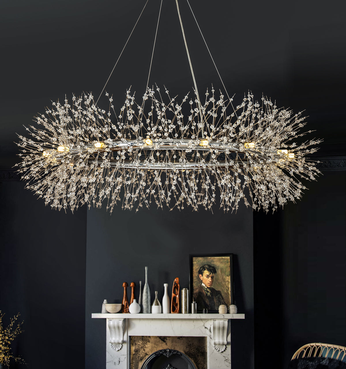 Chrome Crystal Firework Chandelier-16 Lights