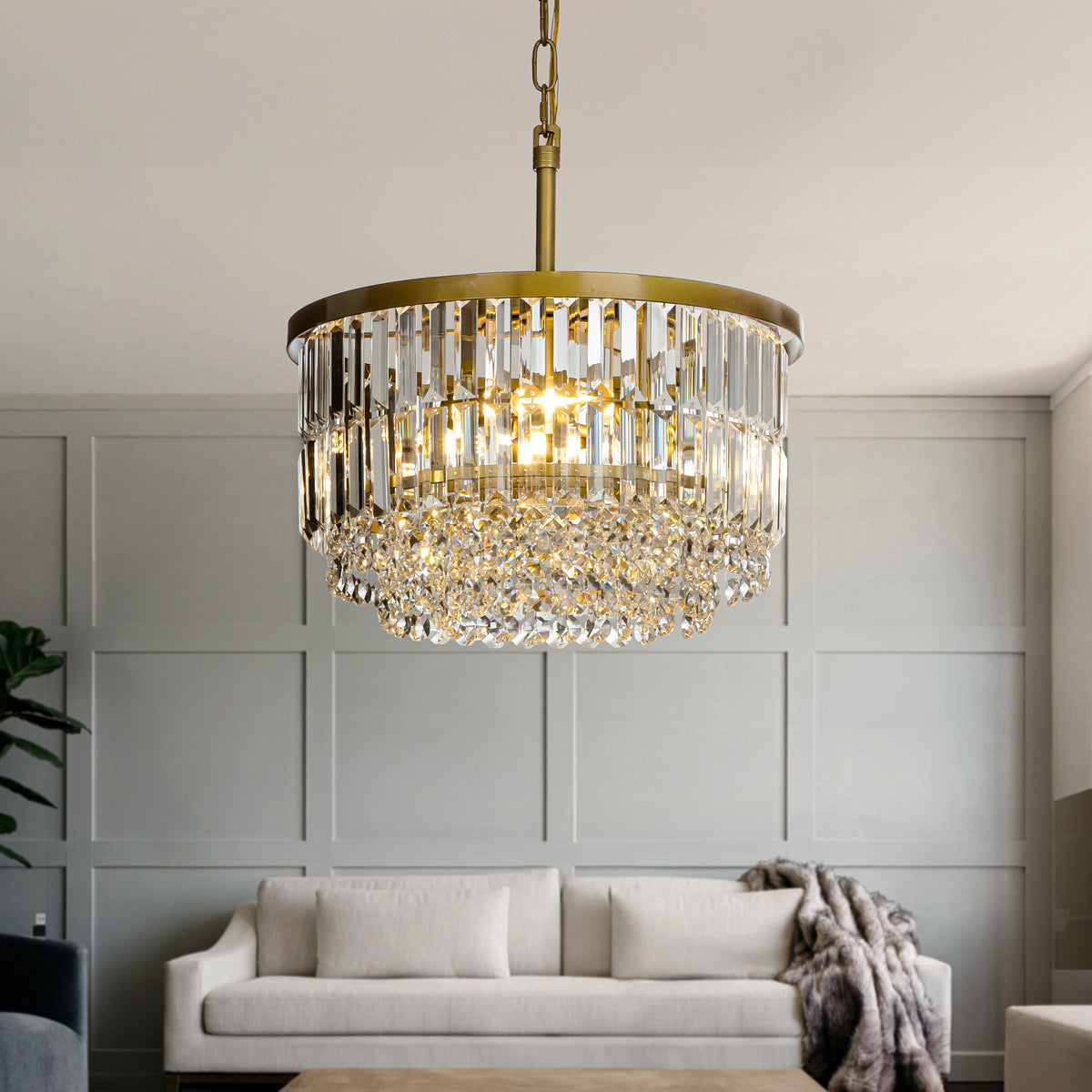 Luxury Tier Antique Brass Crystal Chandelier