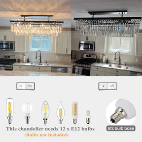 Open BoxContemporary Crystal Chandelier for Dining Room in Matte Black