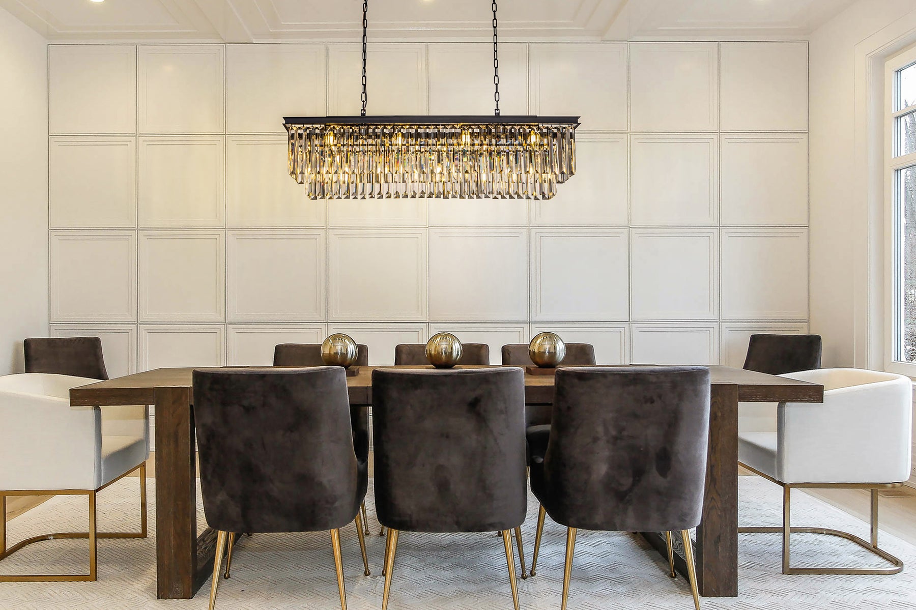 Open BoxContemporary Crystal Chandelier for Dining Room in Matte Black