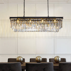 Open BoxContemporary Crystal Chandelier for Dining Room in Matte Black