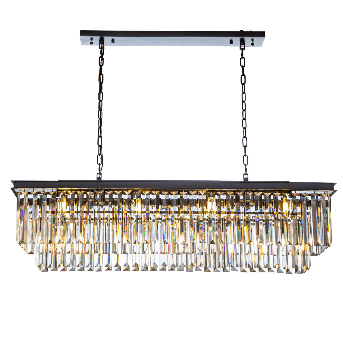 Open BoxContemporary Crystal Chandelier for Dining Room in Matte Black