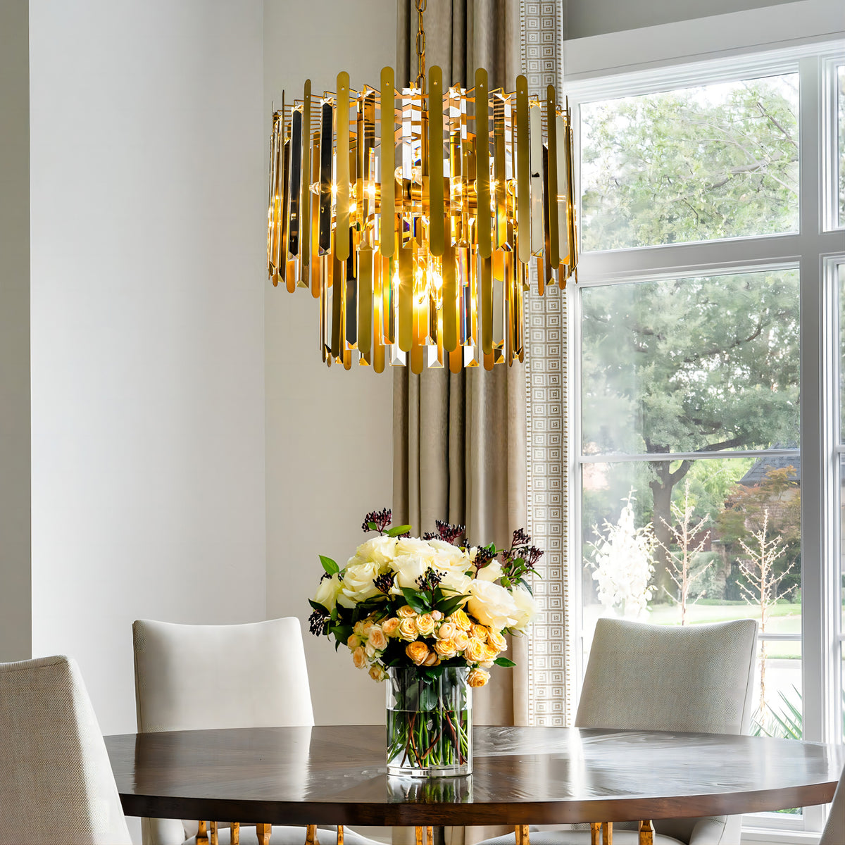 Modern Gold Stainless Steel Crystal Chandelier