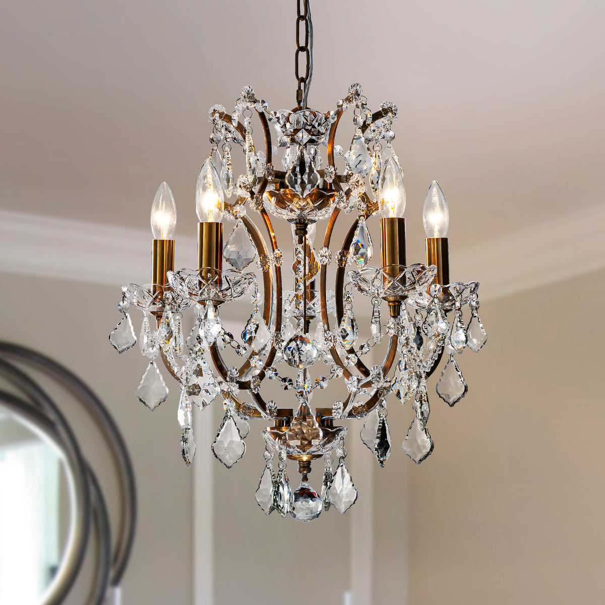 Classic Glam Antique Gold Crystal Chandelier