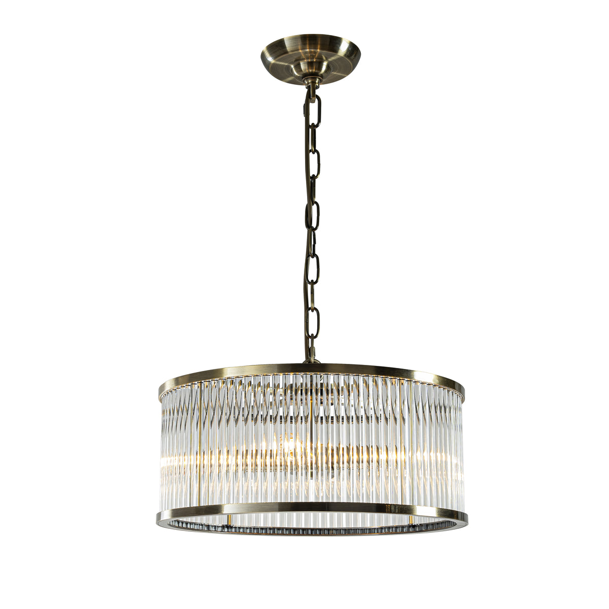 Modern Glam Antique Bronze 4-Light Glass Drum Chandelier Contemporary Hanging Light For Living Room Entryway Bedroom