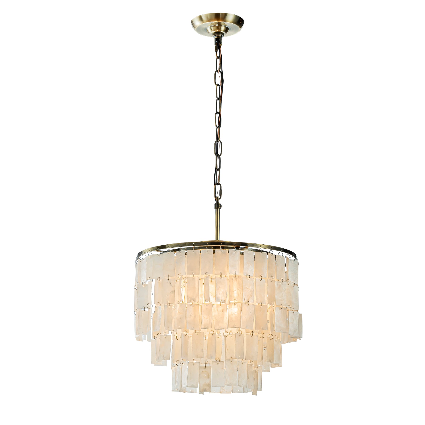 3-Light 18" 3-Tier Elegant Coastal Capiz Chandelier In Bronze Farmhouse Natural Seashell Light Fixtures For Dining Room