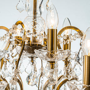 Two-Tiered French Antique Gold Crystal Chandelier