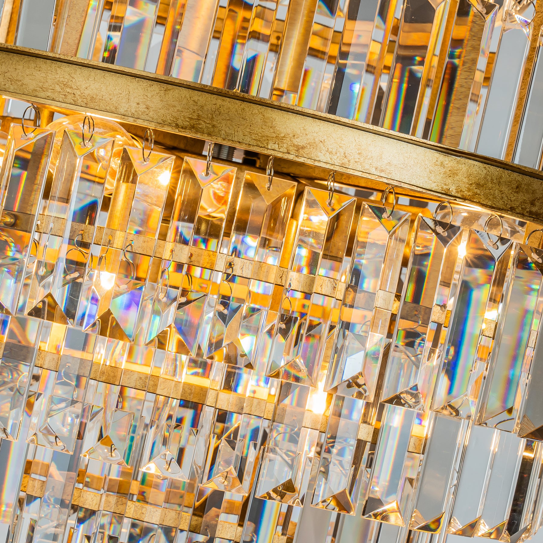 4-Tiered Modern Glam Round Tier Fringe Crystal Chandelier in Matte Gold