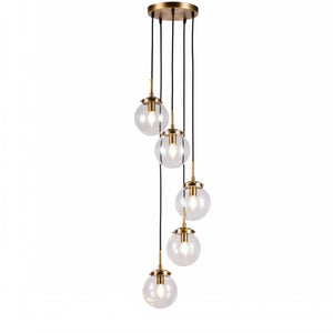 Modern Staircase Clear Globe Bubble Glass Linear Chandelier 5-Lights B ...